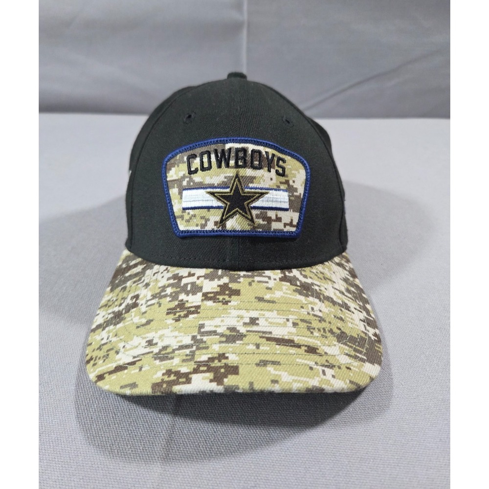 New Era Cowboys Hat Mens Medium/Large Fitted Dallas NFL Salute To Soldiers Cap